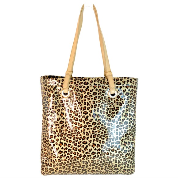 Jessica Handbags - NWOT JESSICA ANIMAL PRINTS LARGE BROWN TOTE SHOULDER BAG TAN STRAP COSME…